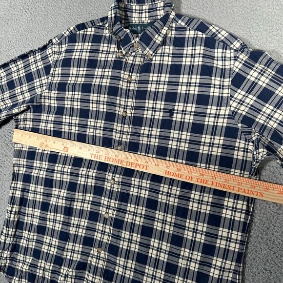 Polo Ralph Lauren Shirt Mens XL Blue Cream Button Down‎ Casual Pony Logo Cotton - Picture 5 of 7